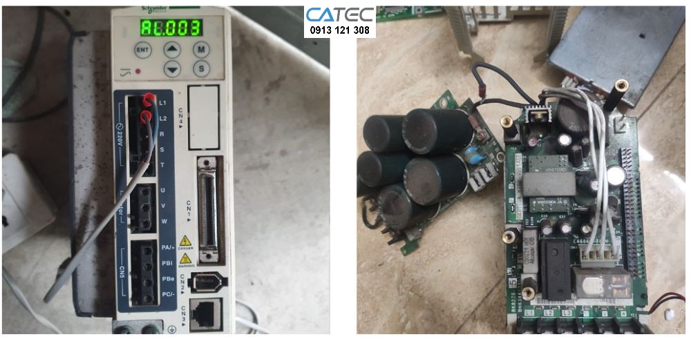 Servo Schneider lỗi phần cứng đang được kỹ sư Catec sửa chữa , sửa servo Schneider các model Minas A6, Minas A5, Minas A4, Minas A3 Lexium 28 (LXM28), Lexium 23 Plus, Lexium 16, Lexium 62, Lexium 52, Lexium 32 (LXM32)