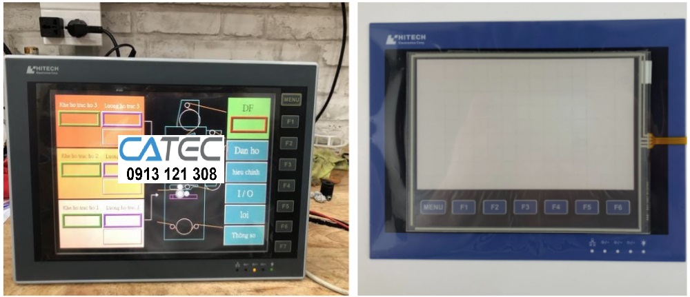 Hình ảnh thực tế màn hình cảm ứng HMI Hitech được sửa chữa tại Công Ty Công Nghệ Catec